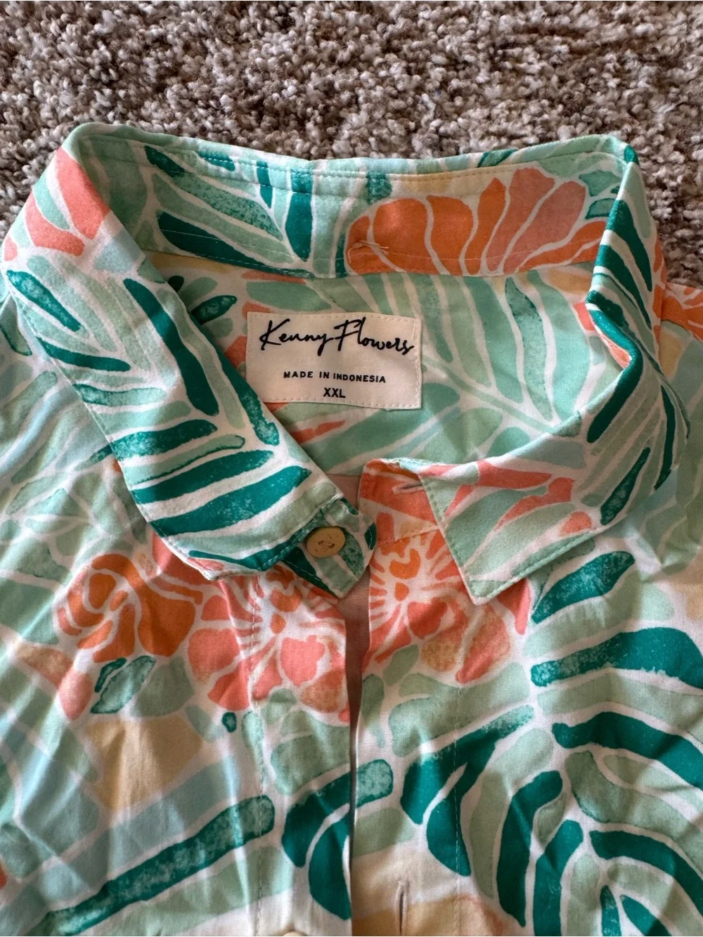 Kenny Flowers Short-Sleeve Tropical Print Shirt - Mint Green & Coral